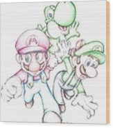 163x186 super mario with luigi yoshi coloured pencil drawing canvas print - Mario And Luigi Drawing