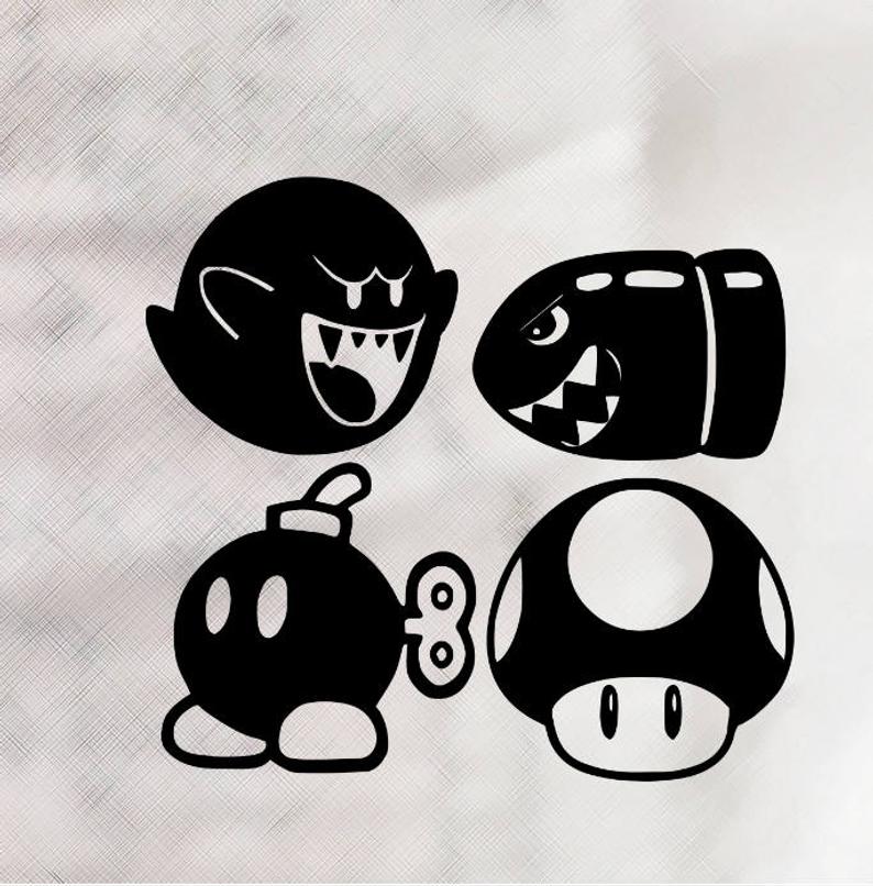 794x806 mario pcs decal set mushroom bomb bullet mario etsy - Mario Bomb Drawing