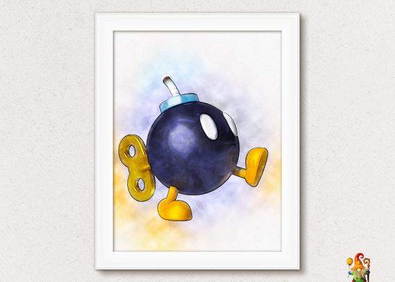 570x407 mario printable poster super mario bomb print birthday decoration - Mario Bomb Drawing
