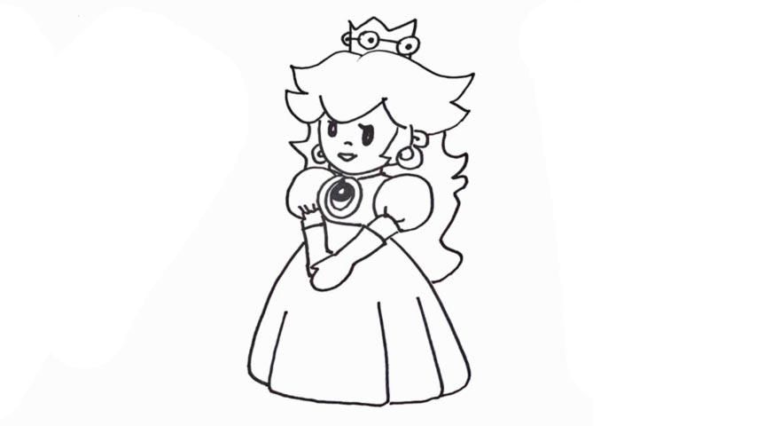 854x480 how to draw mario bros princess - Mario Bros Drawing