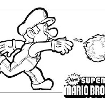 360x360 new super mario bros black and white drawing! sticker - Mario Bros Drawing