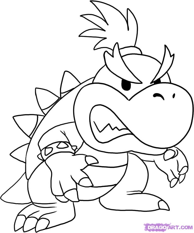 768x922 How To Draw Baby Bowser, Step - Mario Brothers Drawings