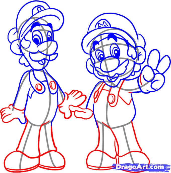 681x687 How To Draw Mario Bros, Step - Mario Brothers Drawings