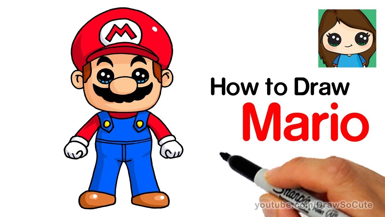 1280x720 How To Draw Super Mario Easy - Mario Cartoon Drawing