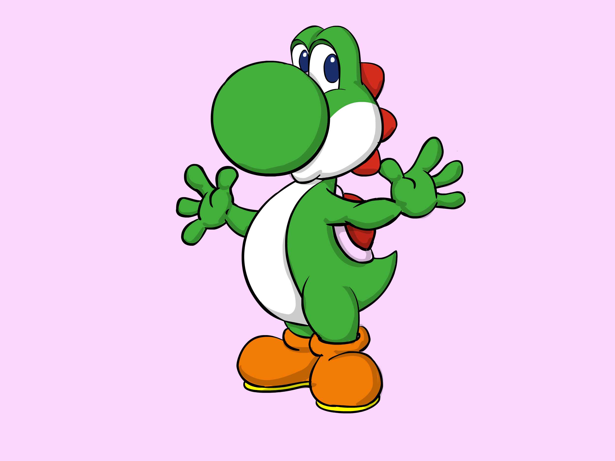 2500x1875 How To Draw Yoshi From Mario - Mario Cartoon Drawing