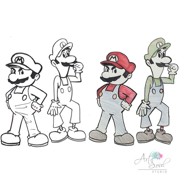 600x600 Mario Brothers Cartoon Drawing - Mario Cartoon Drawing