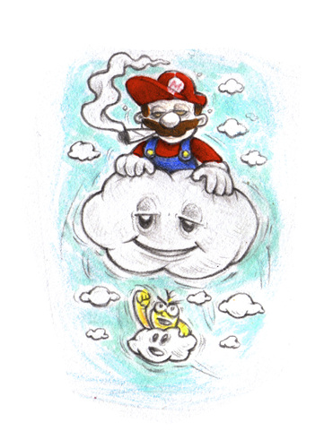 361x500 mario lifted - Mario Cartoon Drawing