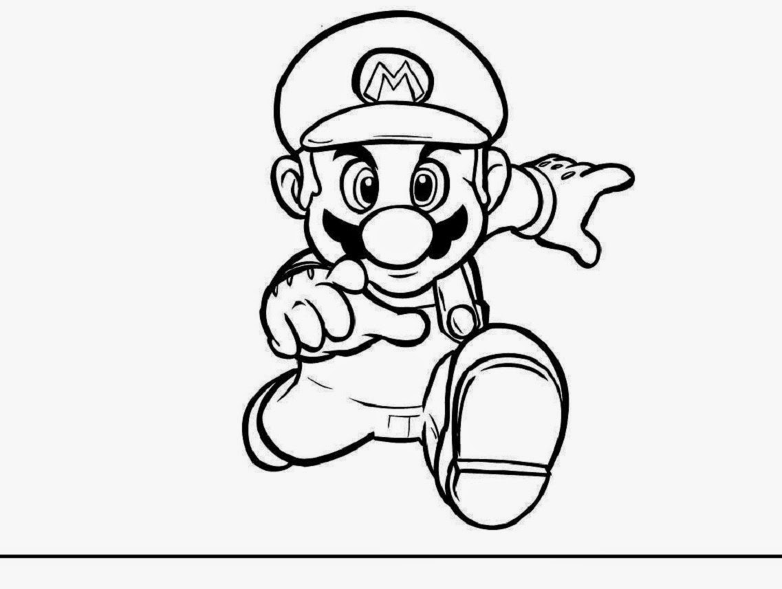Super Mario Bros Coloring Drawing Free Wallpaper Anggela - Mario Drawing Bo...