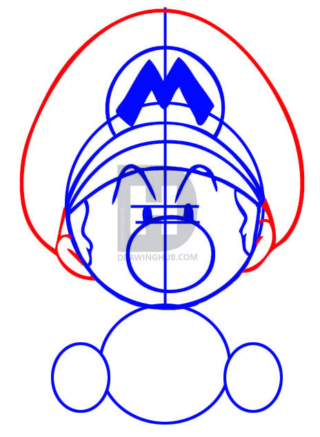 464x632 How To Draw Baby Mario, Step - Mario Hat Drawing