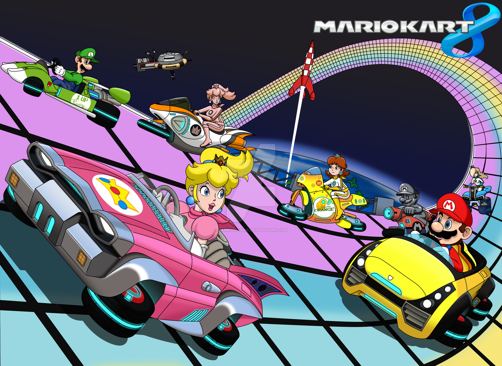 1600x1165 Rainbow Road - Mario Kart 8 Drawings