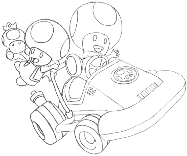 600x500 how to draw toad and toadette from wii mario kart with easy step - ...