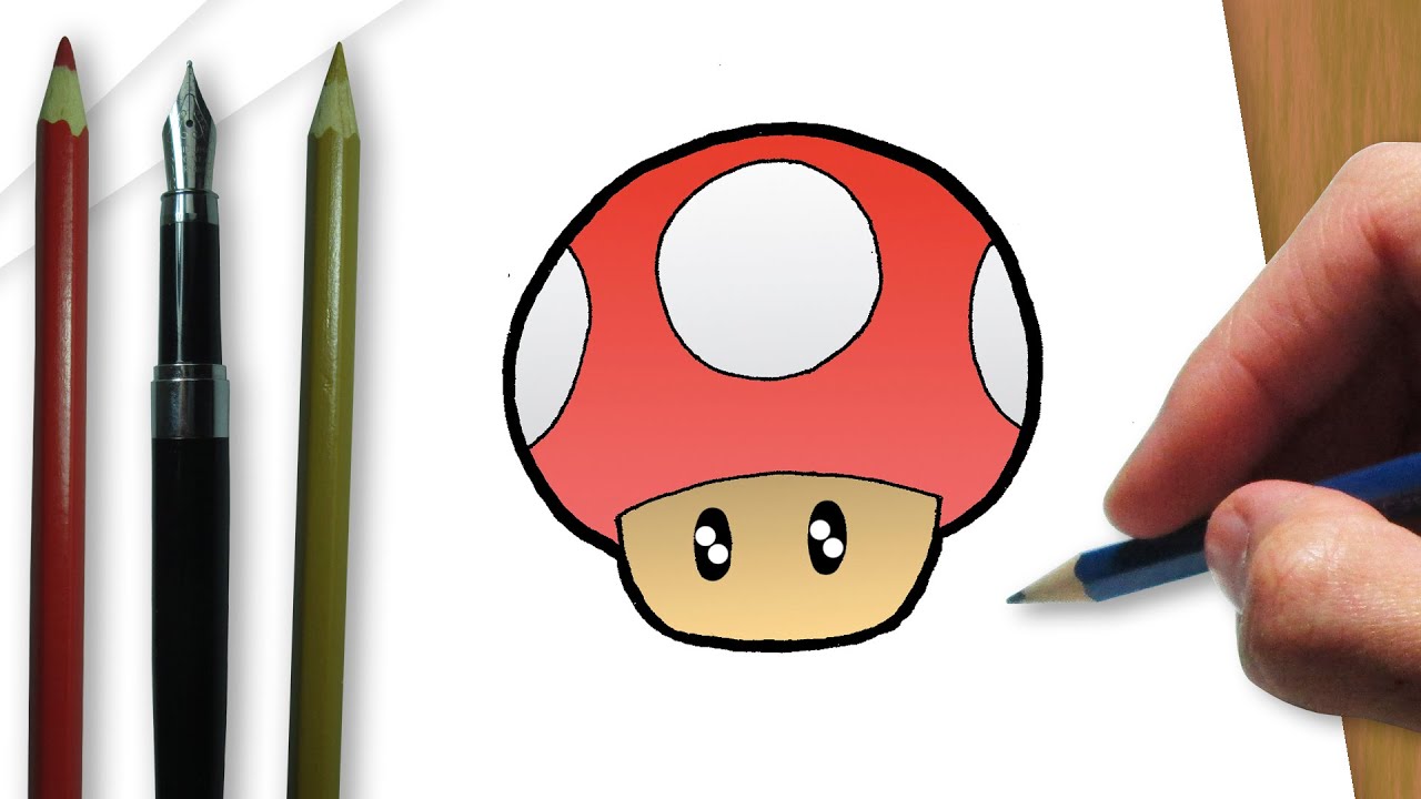 1280x720 How To Draw A Mushroom Super Mario Bros - Mario Mushroom Drawing