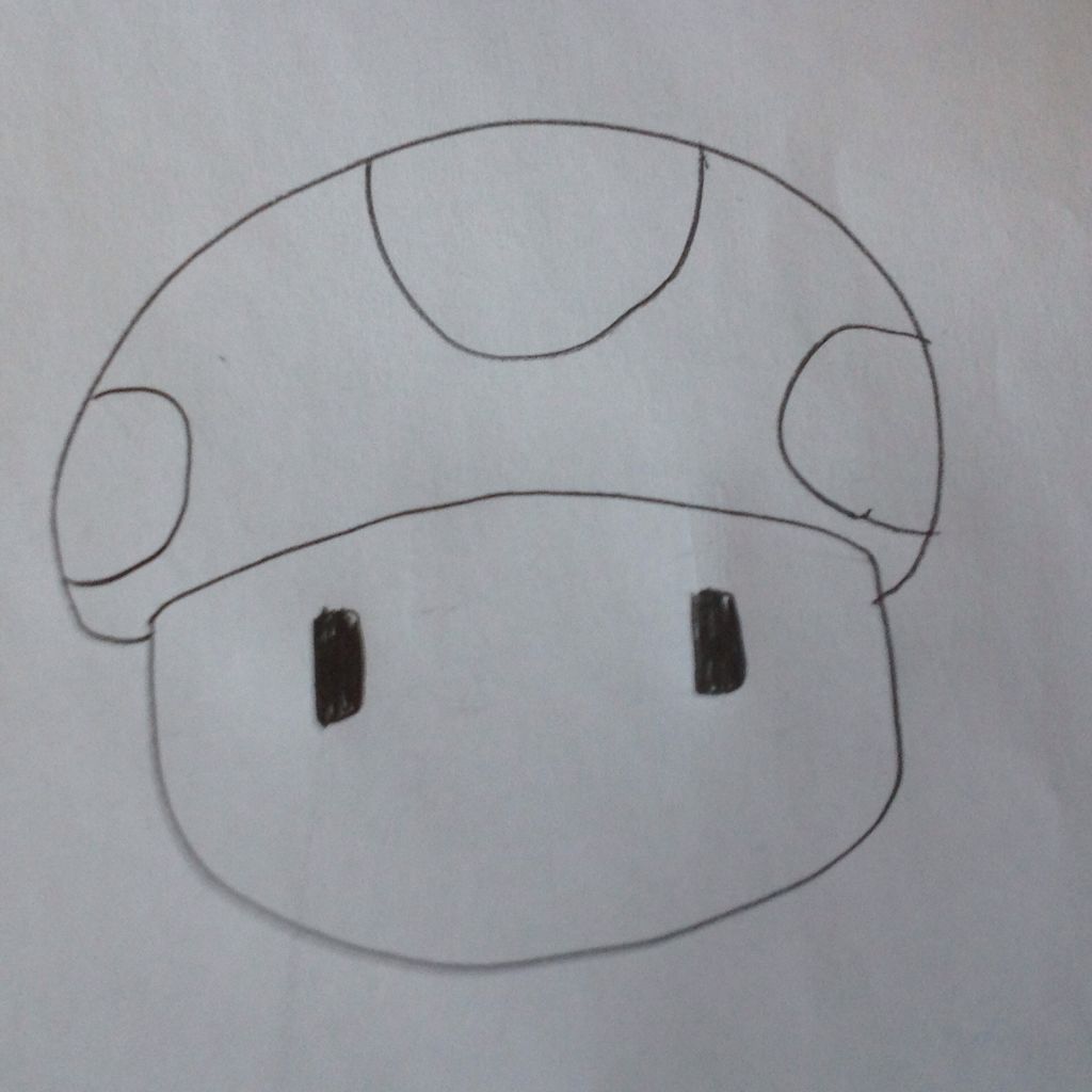 1024x1024 Drawing A Super Mario Mushroom Steps - Mario Mushroom Drawing