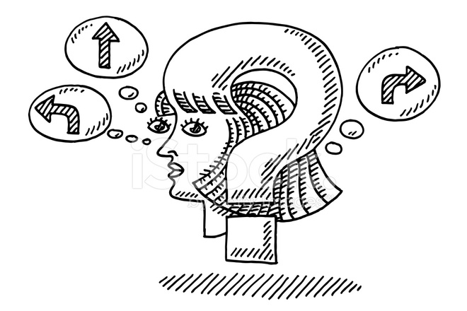 660x440 woman decision question mark drawing stock vector - Mark Drawing