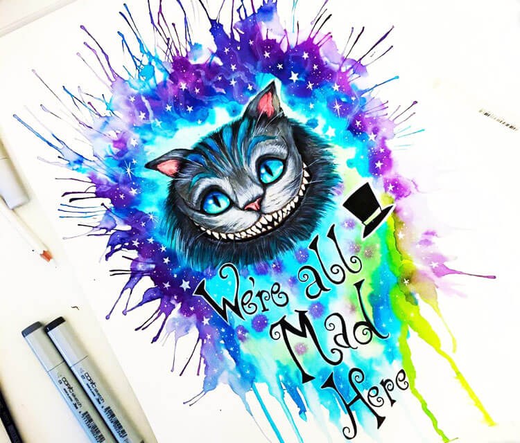 750x640 Cheshire Cat Marker Drawing - Marker Drawings