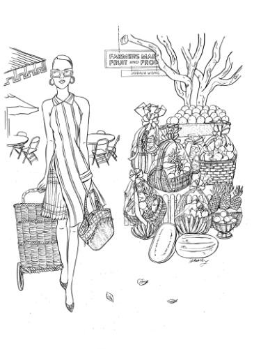 375x500 Farmer's Market Drawing - Market Drawing