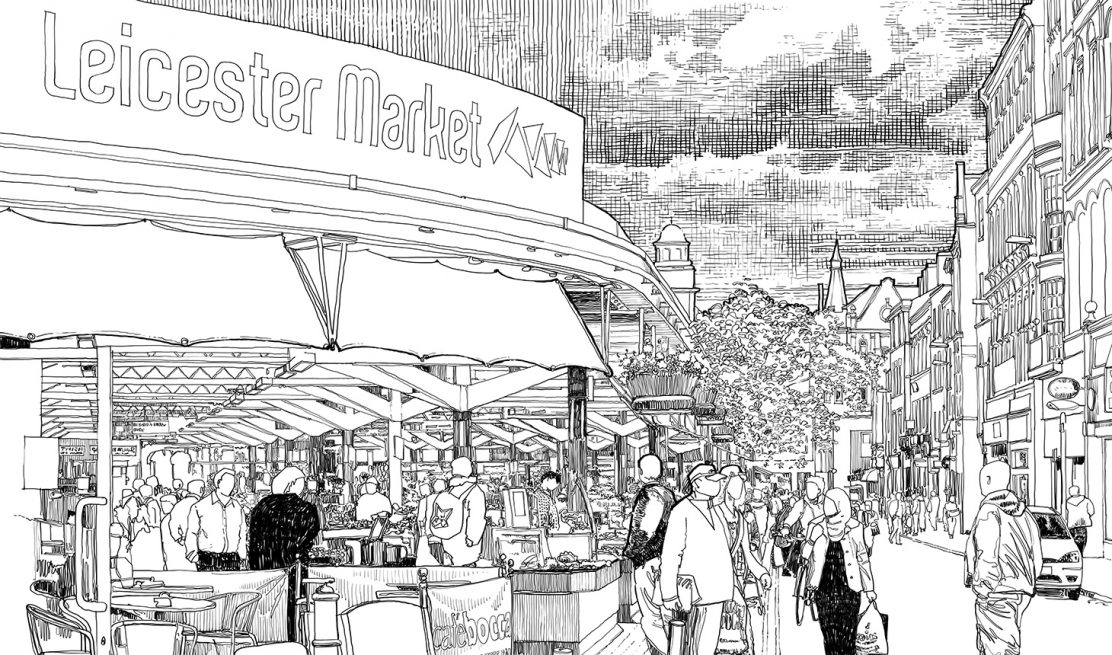 1112x655 Leicester Market The Academy Of Urbanism - Marketplace Drawing
