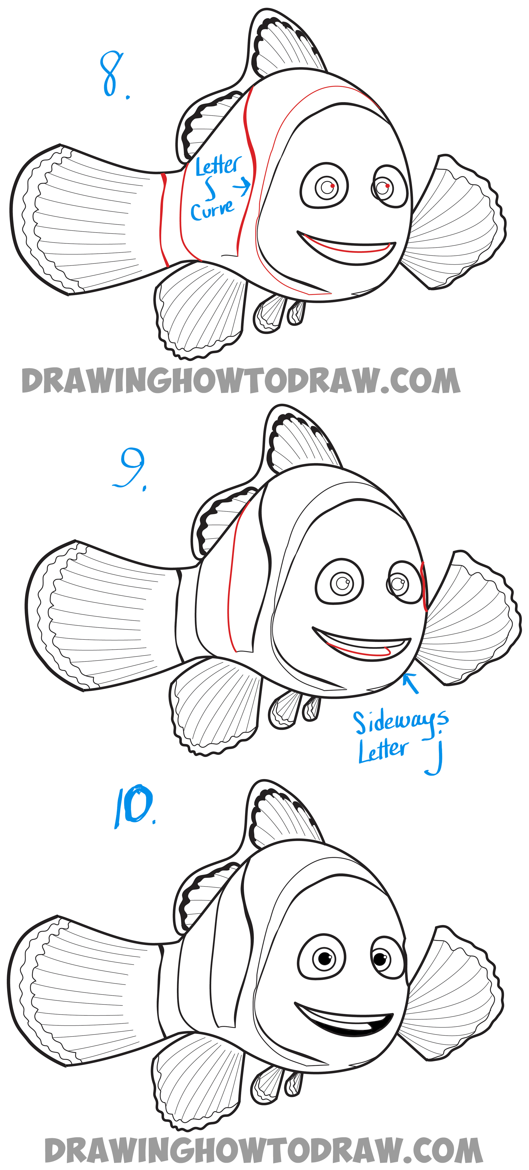 1800x3980 how to draw marlin from finding dory and finding nemo - Marlin Drawing