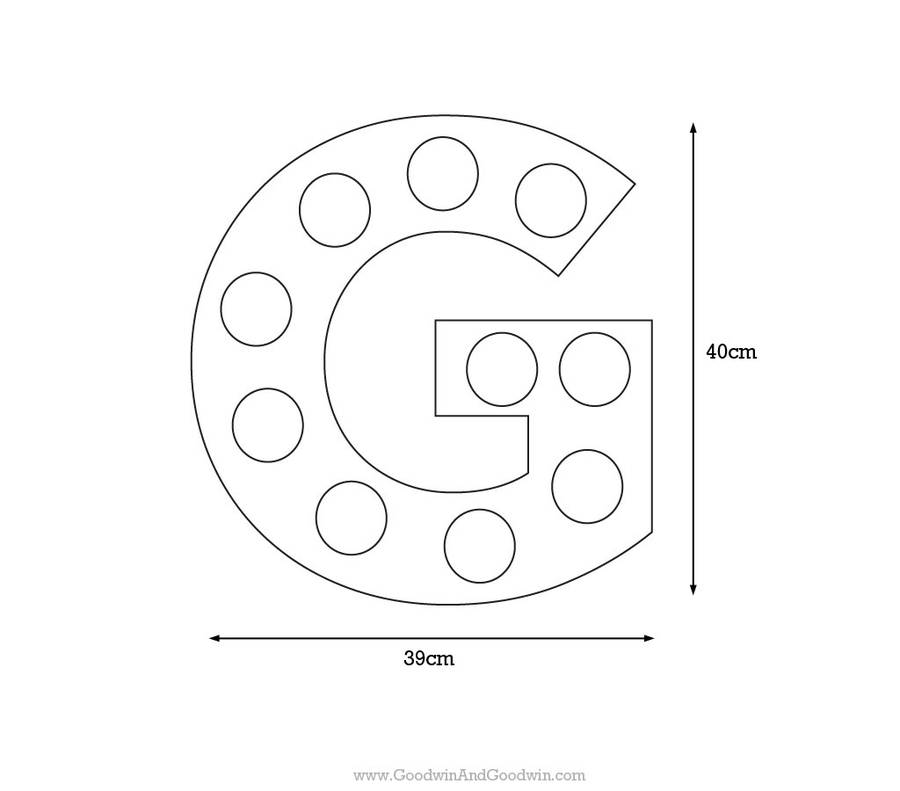 900x791 Light Up Marquee Bulb Letters G - Marquee Drawing