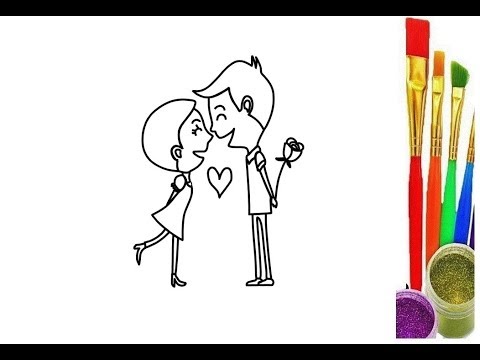 480x360 New Married Couple Drawing And Painting For Learn Color - Marriage Couple Drawing