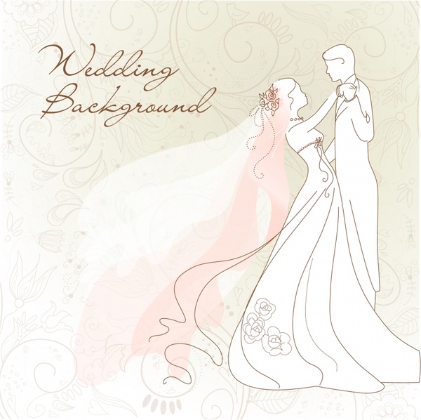 600x598 wedding background marriage couple icon handdrawn sketch free - Marriage Couple Drawing