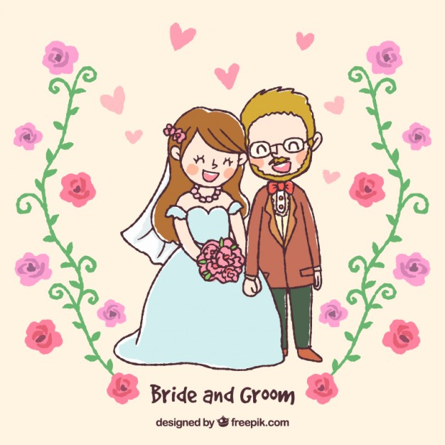 626x626 drawing of a newly married couple vector free download - Marriage Couple Drawing