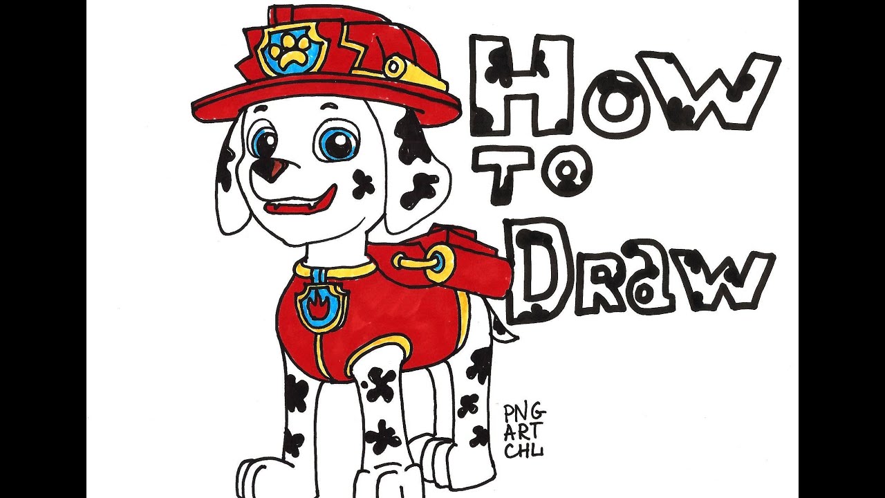 1280x720 How To Draw Marshall From Paw Patrol - Marshall Paw Patrol Drawing