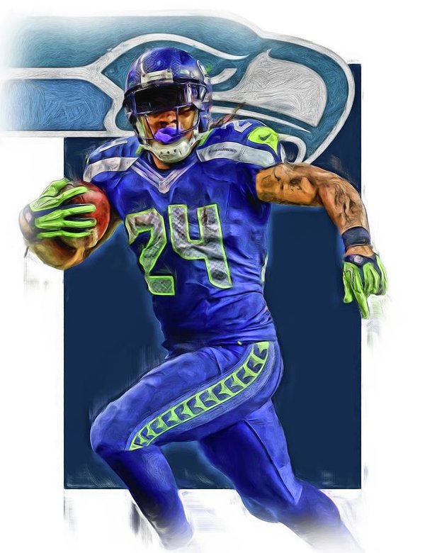 600x780 Marshawn Lynch Seattle Seahawks Oil Art Poster - Marshawn Lynch Drawing