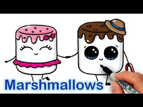 480x360 How To Draw Cartoon Marshmallow Cute And Easy - Marshmallow Drawing