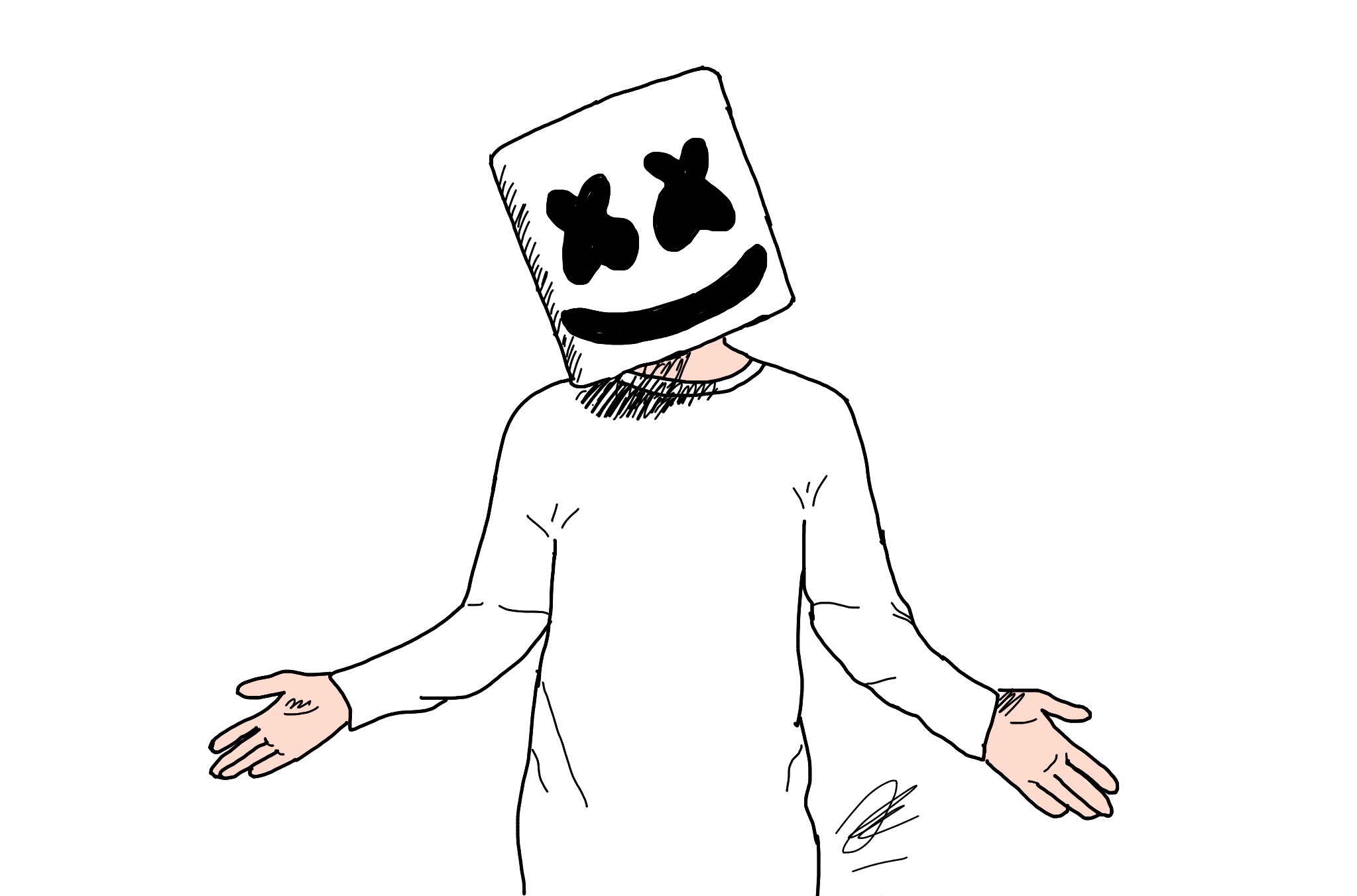 How To Draw Marshmello Step By Step Easy