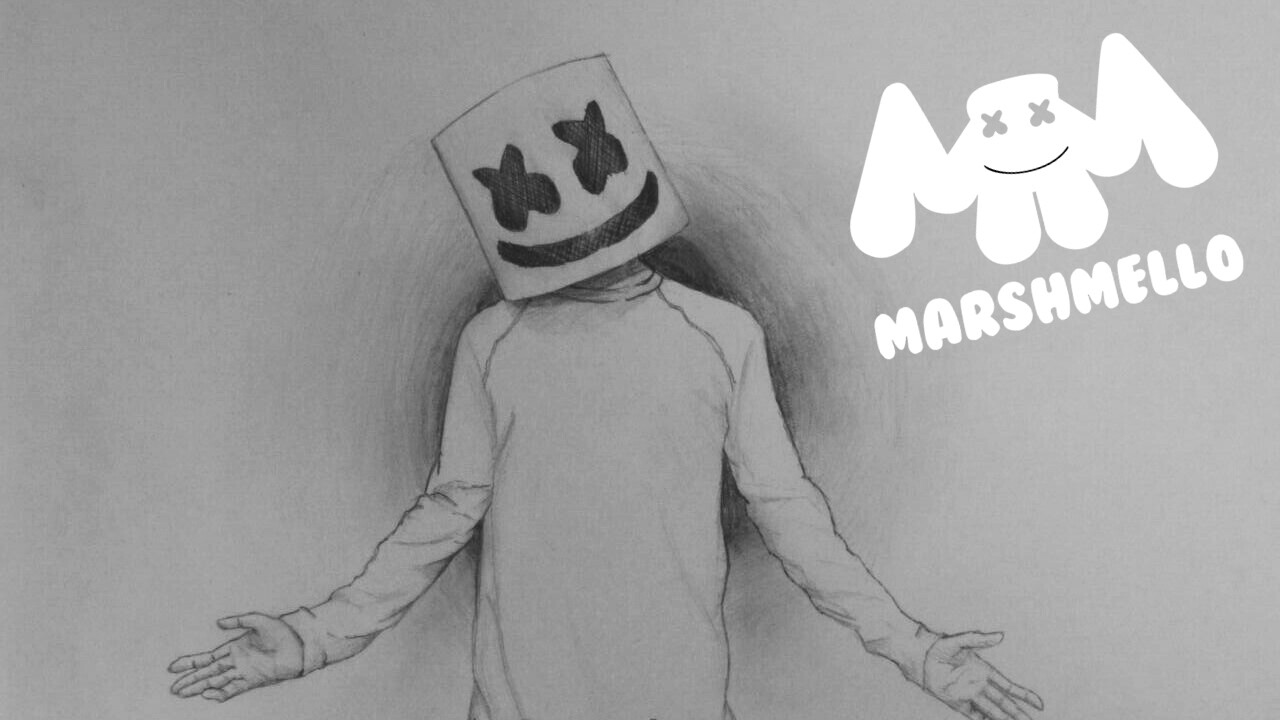 1280x720 Drawing Dj Marshmello - Marshmallow Drawing