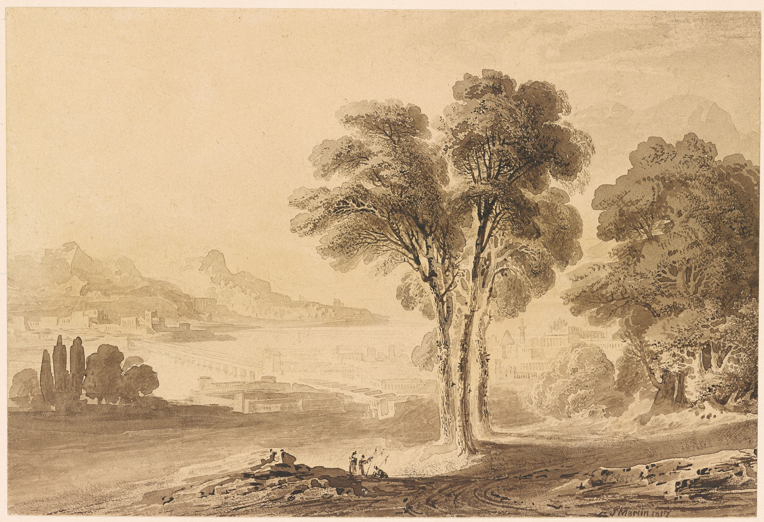 2500x1709 John Martin Egyptian Landscape Drawings Online The Morgan - Martin Drawing