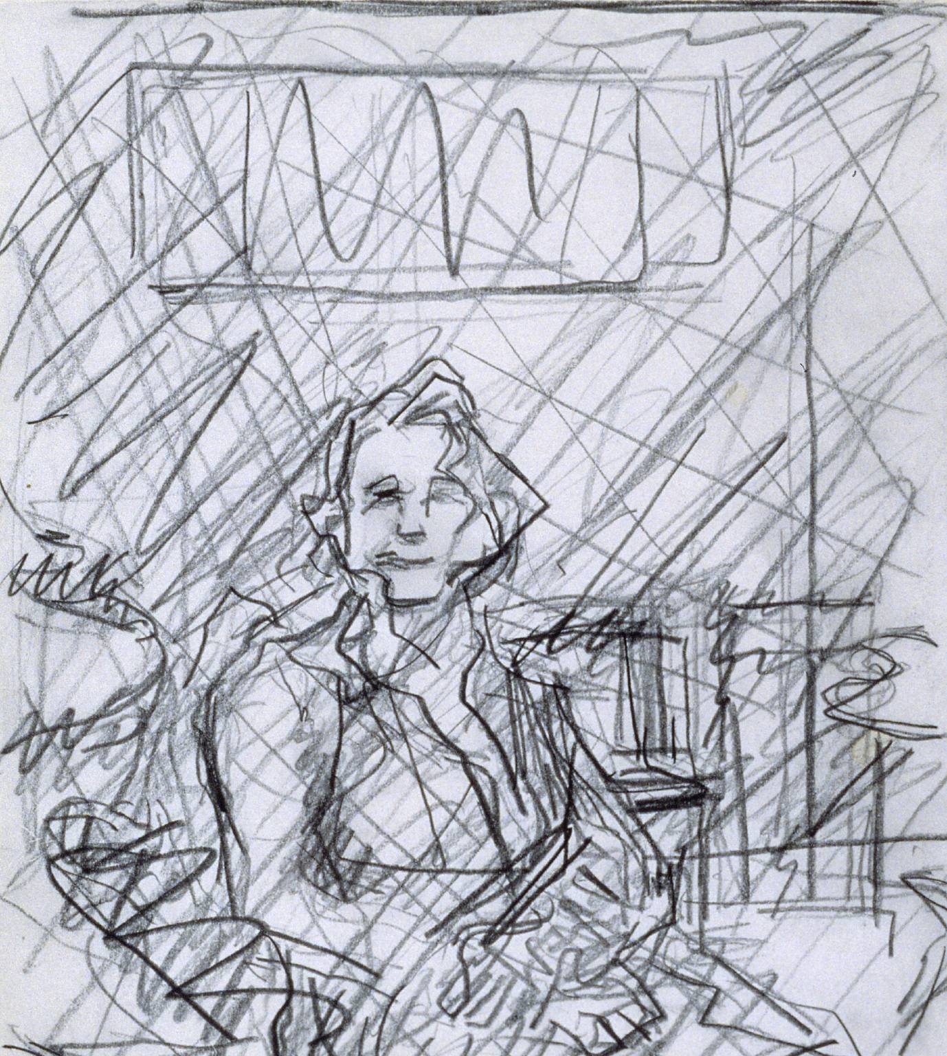 1378x1536 Sketch From Sickert's 'lady Martin'', Frank Auerbach, Tate - Martin Drawing
