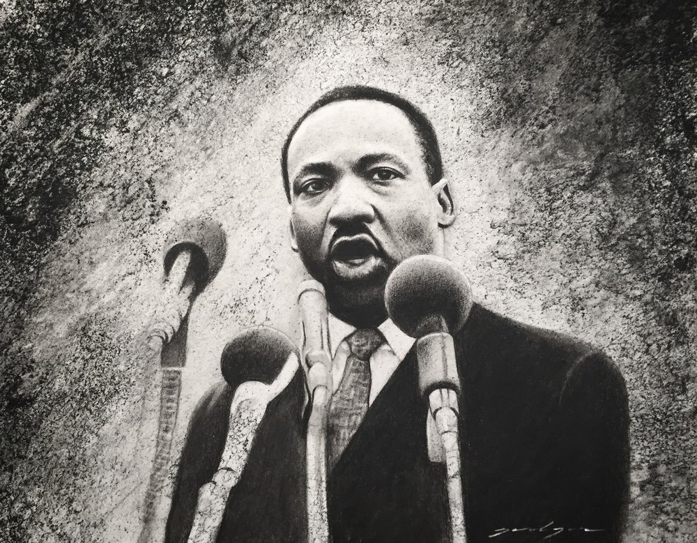 1000x779 martin luther king jr original charcoal drawing jordan jones - Martin Luther King Drawing