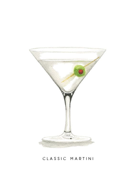 570x738 classic martini midcentury cocktail illustration print temp - Martini Drawing