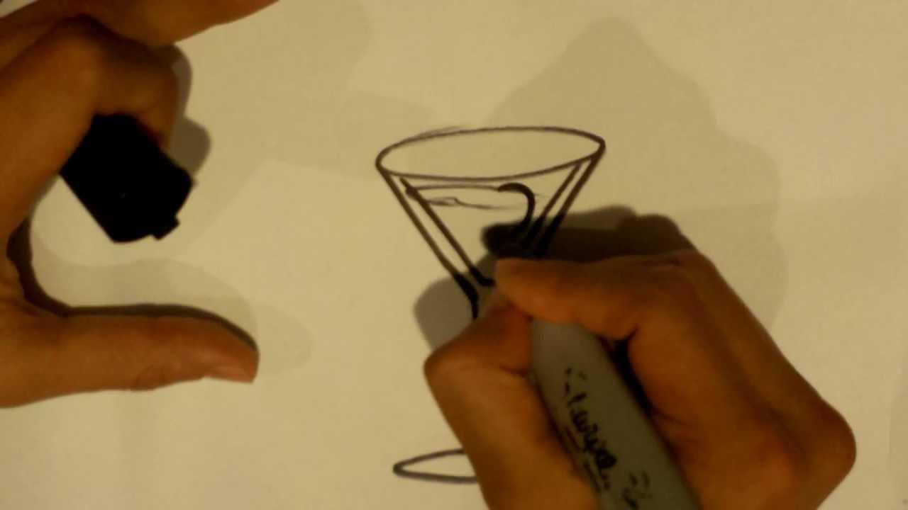1280x720 how to draw a martini glass - Martini Glass Drawing