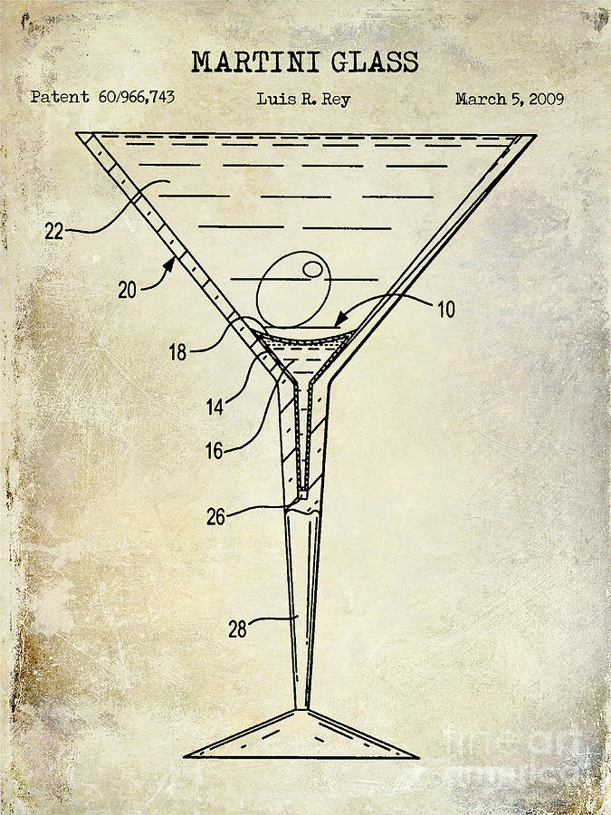675x900 martini glass patent drawing photograph - Martini Glass Drawing