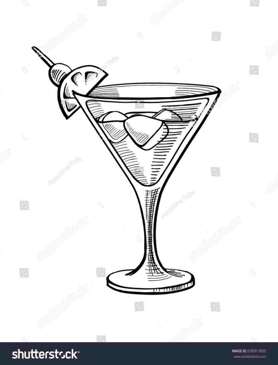 962x1264 martini glass drawing in pencil step - Martini Glass Drawing