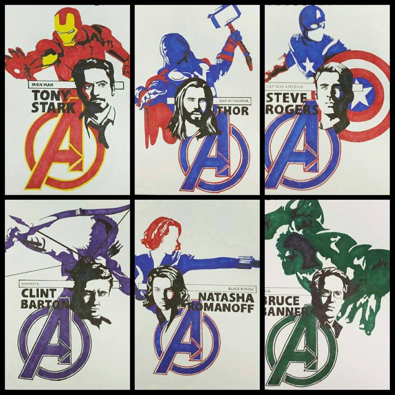 794x794 the avengers sharpie drawing on canvas marvel avengers art etsy - Marvel Drawings