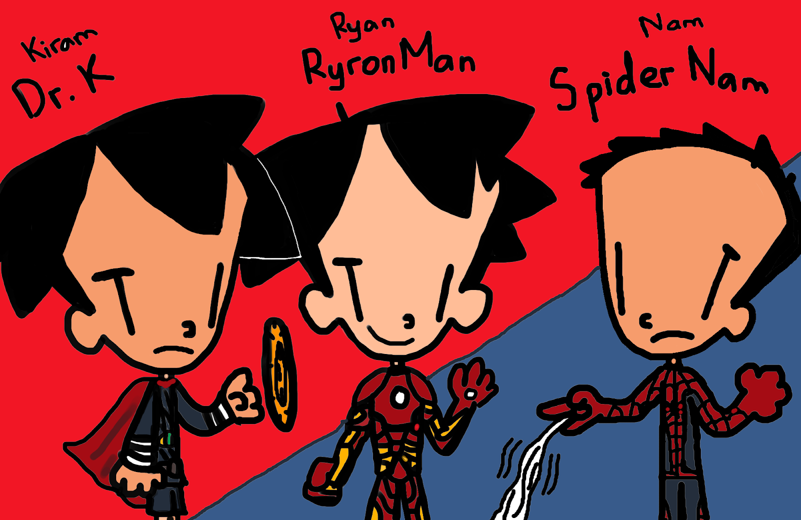 1600x1040 kiram's comics me, ryan and nam as marvel heroes - Marvel Heroes Drawing