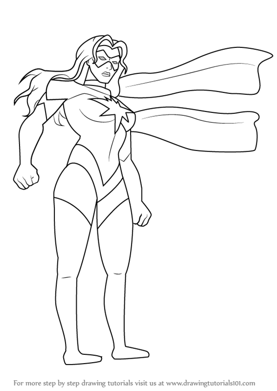 566x800 Learn How To Draw Ms Marvel From The Avengers - Marvel Heroes Drawing