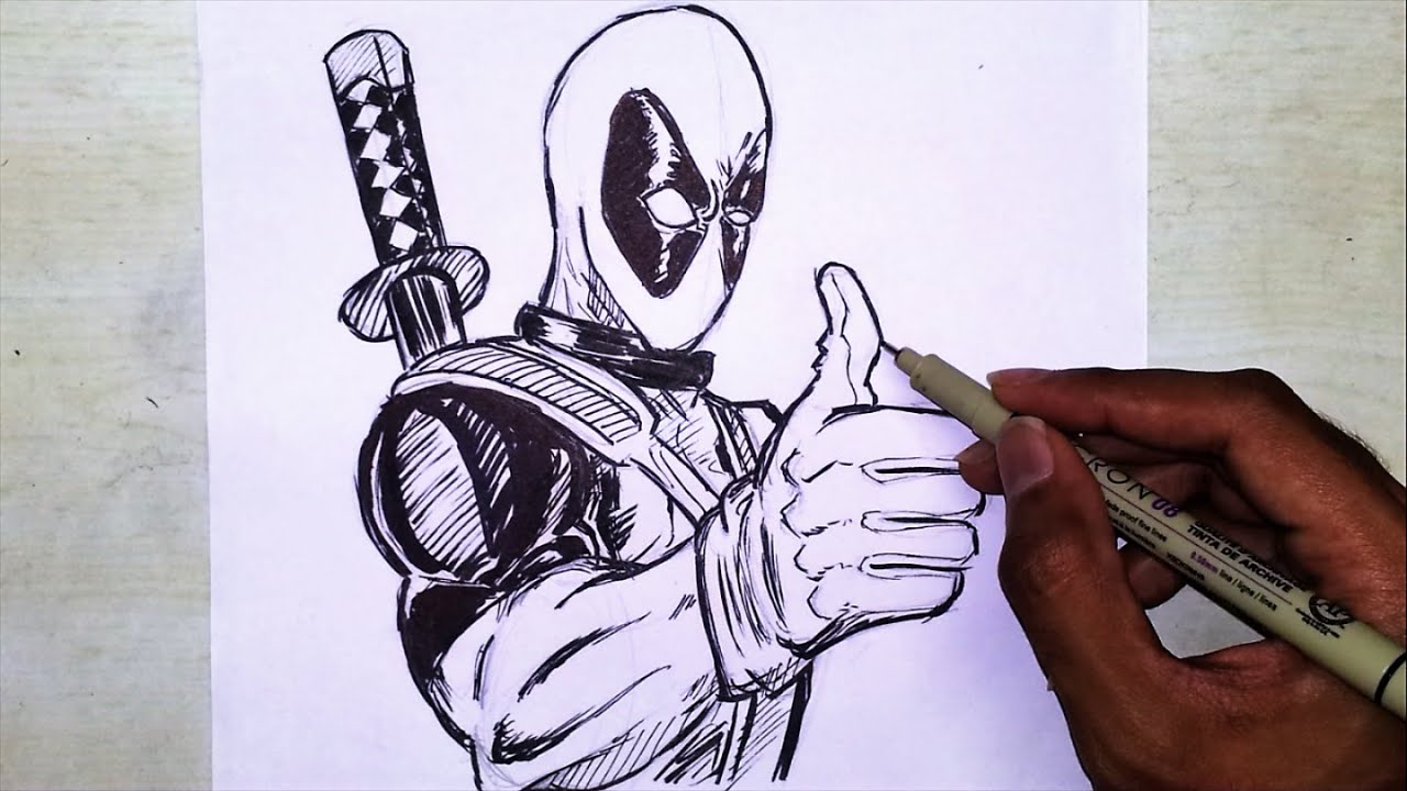 1280x720 deadpool drawing and inking - Marvel Superhero Drawings