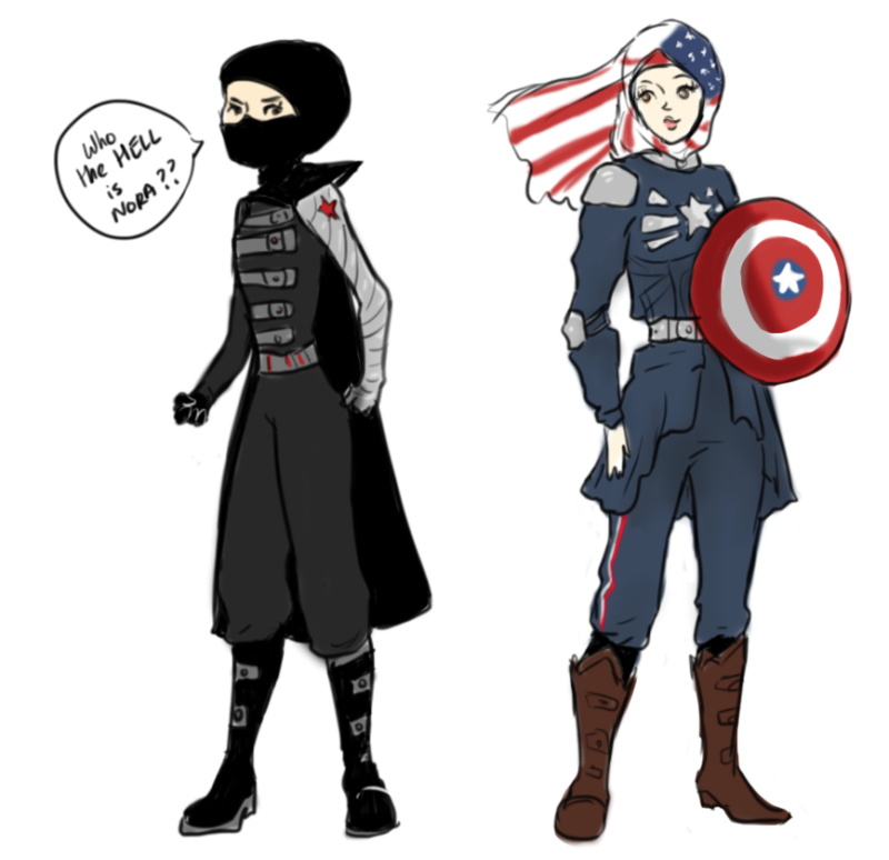 800x774 hijab wearing lady draws herself as different marvel superheroes - Marvel Superhero Drawings