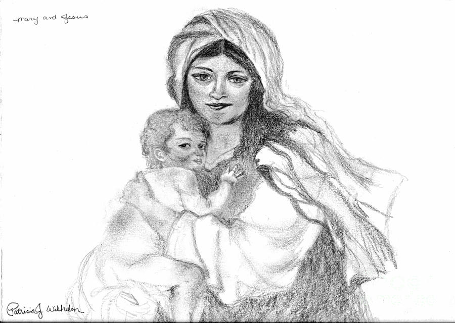 900x640 Mary And Jesus Drawing - Mary And Jesus Drawing