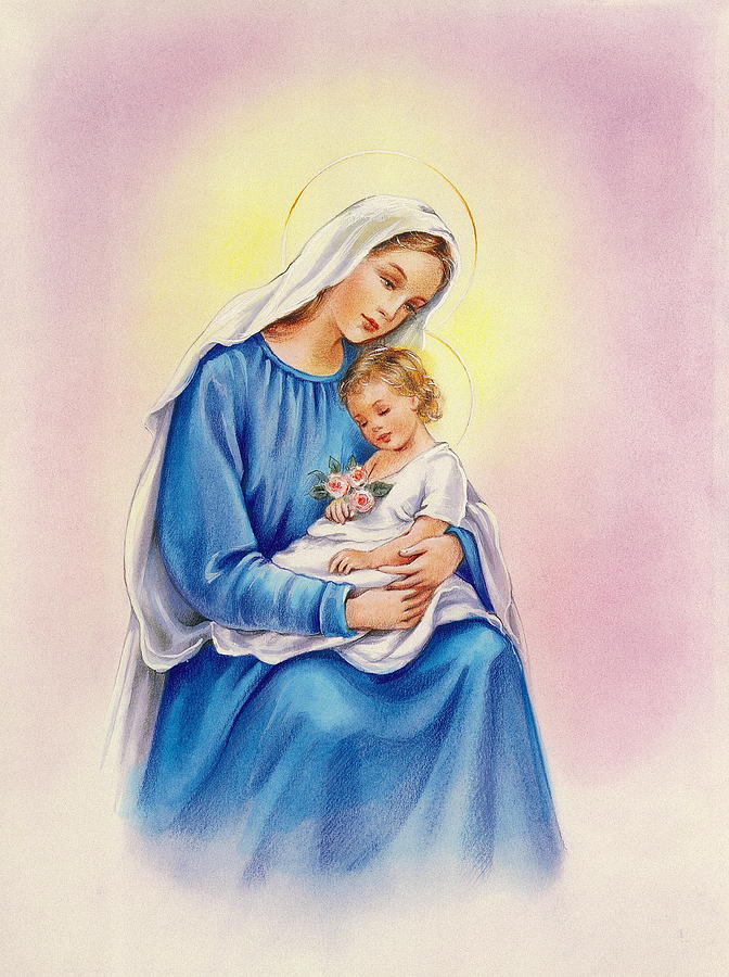 672x900 Mary And Jesus Drawing - Mary And Jesus Drawing