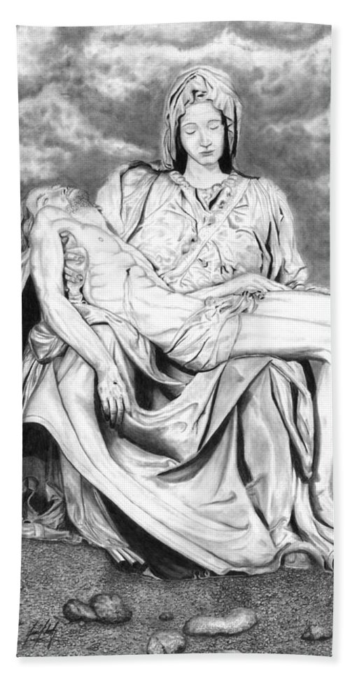 500x967 Mary Holding Jesus Drawing Beach Towel For Sale - Mary And Jesus Drawing