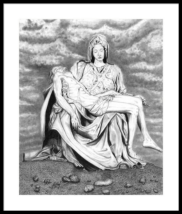 600x705 Mary Holding Jesus Drawing Framed Print - Mary And Jesus Drawing