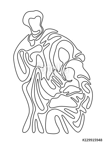 363x500 Abstract Line Draw The Nativity Of Jesus With Scenery Mary - Mary And Jesus Drawing