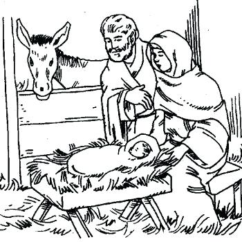 350x350 Mary Joseph And Baby Jesus Coloring - Mary And Joseph Drawing