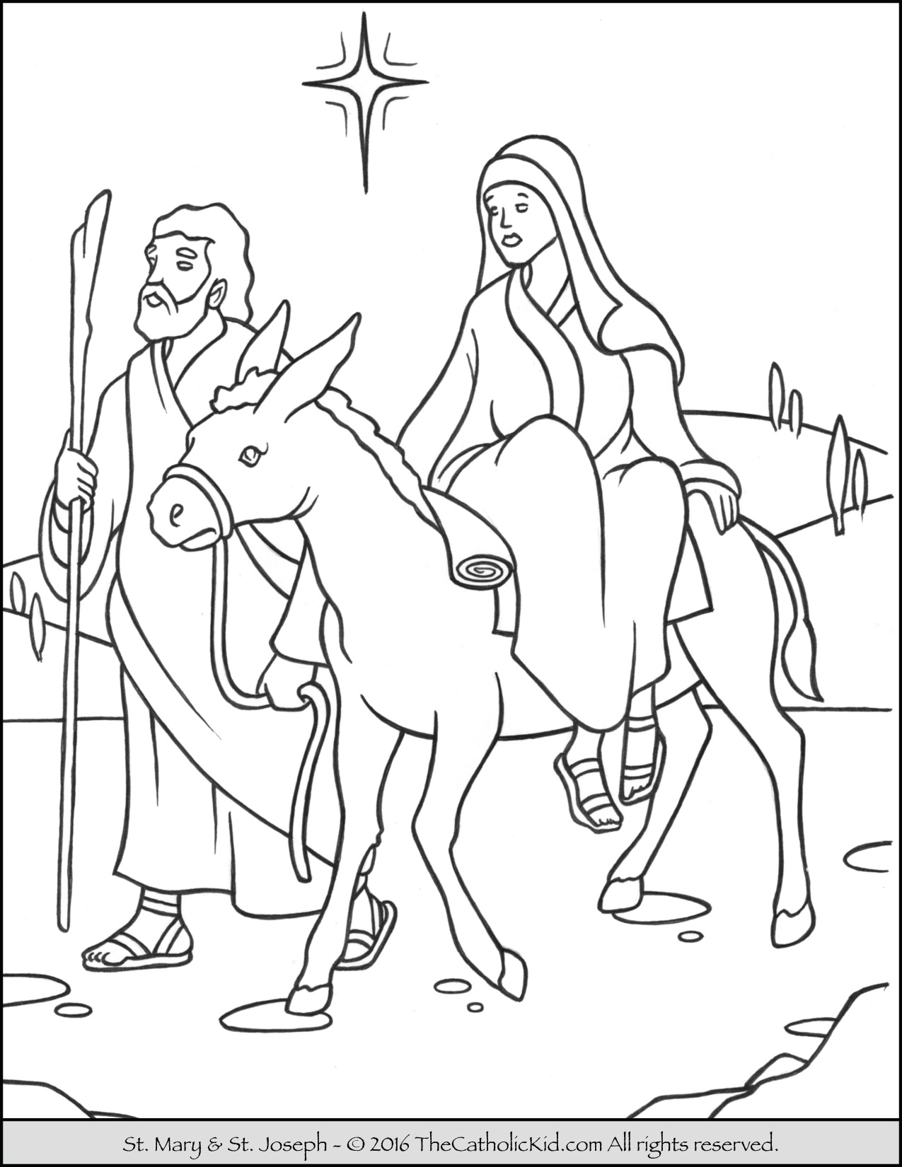 1275x1650 Mary Joseph To Bethlehem Advent Coloring Page - Mary And Joseph Drawing